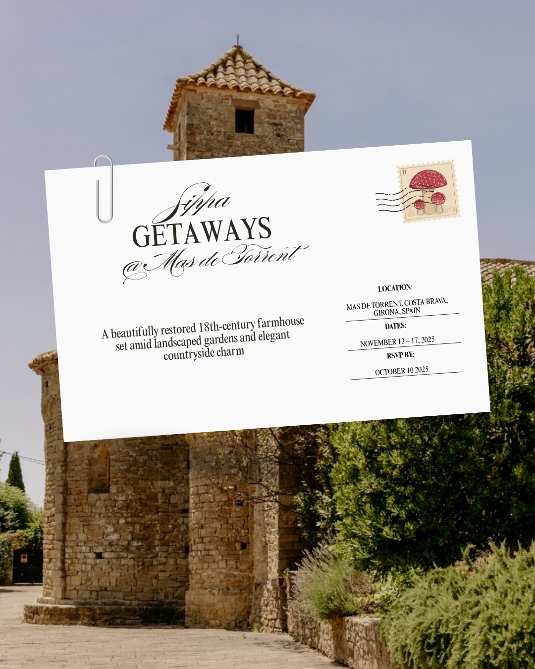 SIPPA CLUB Retreat – Mas de Torrent, Costa Brava DEPOSIT